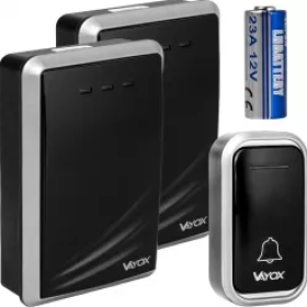 Zvono za vrata bežično s 2 prijemnika 110-220V / tipka na baterije crna VA0404