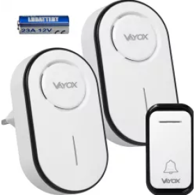 Zvono za vrata bežično s 2 prijemnika 110-220V / tipka na baterije bijela VA0406