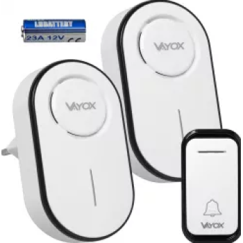 Zvono za vrata bežično s 2 prijemnika 110-220V / tipka na baterije bijela VA0406