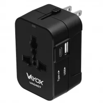 Univerzalni punjač UK/US/EU/AU, USB-A, USB-C 100V-240V 6A 1500W crna VA0407