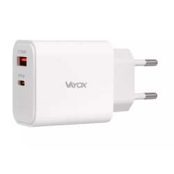 Punjač USB-A + USB-C 45W Quick charge bijeli VA0455