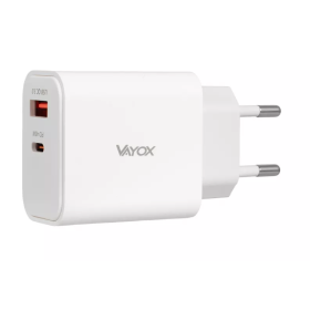 Punjač USB-A + USB-C 45W Quick charge bijeli VA0455