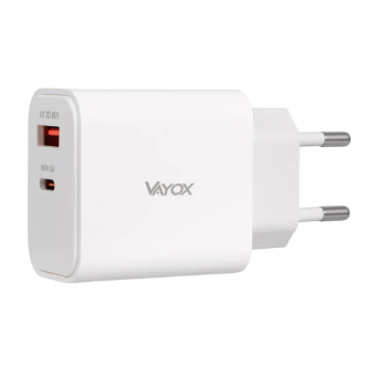 Punjač USB-A + USB-C 45W Quick charge bijeli VA0455
