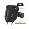 Punjač USB-A + 2xUSB-C PD 65W Quick charge crni VA0461 Punjač USB-A + 2xUSB-C PD 65W Quick charge crni VA0461
