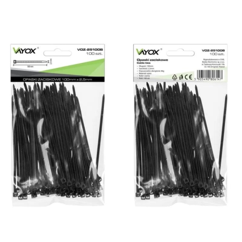 Vezica PVC 2,5x100mm crna 100 komada u pakiranju VOZ-25100B