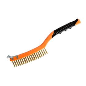 Ručna četka s plastičnom drškom, uska sa strugačem, mesing tvrda žica 345mm VERKATTO VR-6507