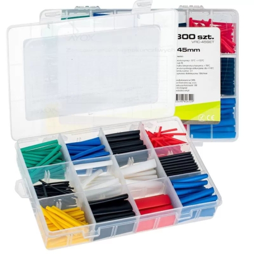 Termoskupljajuće spojnice 300 kom. 45mm 1-13mm VAYOX VRC-300SET Termoskupljajuće spojnice 300 kom. 45mm 1-13mm VAYOX VRC-300SET