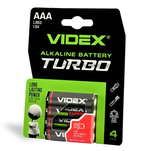 Alkalna baterija Turbo VIDEX LR03T/AAA 4pcs BLISTER 