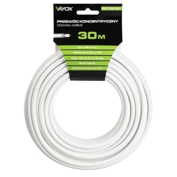 Kabel koaksijalni RG6U Cu 1,02mm 30m bijeli VAYOX PCC102-30