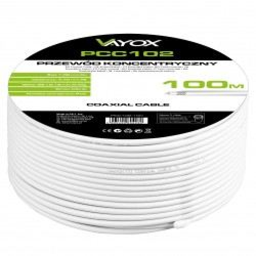 Kabel koaksijalni RG6U Cu 1,02mm 100m bijeli VAYOX PCC102