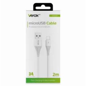 Kabel USB-micro USB 2m bijeli VA0290