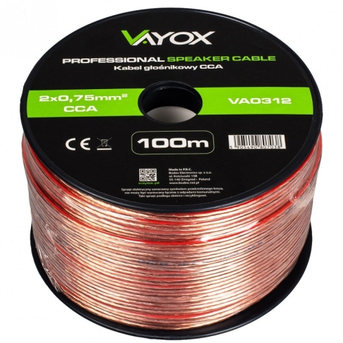 Audio kabel CCA 2x0,75mm 100m VAYOX VA0312