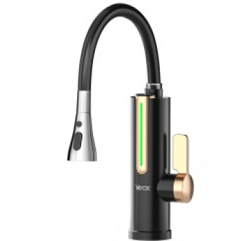 Slavina sa ugrađenim električnim protočnim grijačem vode i fleksibilnim crijevom crna VA0416