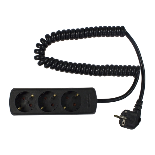 Razvodnik 3-smjerni spiralni kabel od 2,5 m crni 11432