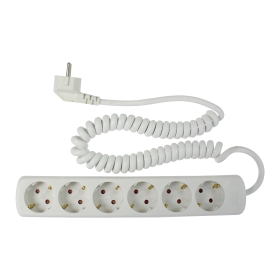 Razvodnik 6-smjerni 2,5 m namotani kabel bijeli 11461