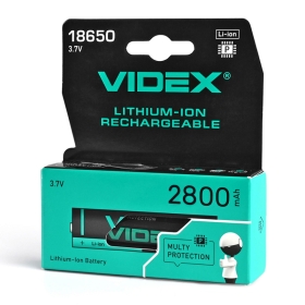 Lithium-ion baterija VIDEX 18650-P 2800mAh with protection color box/1pc 
