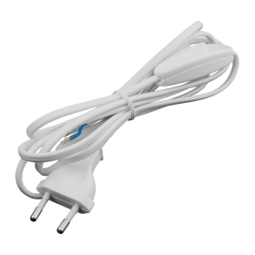 Kabel za kućanske uređaje, sa prekidačem, 2 x 0,75 mm2, bijeli, 2 m DPM DIC1220