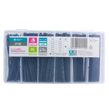 Set termoskupljajućih cijevi 10 cm, 100 kom, crne boje DPM ET100
