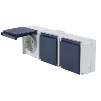 Utičnica zidna PVC trostruka vodoravna 62464