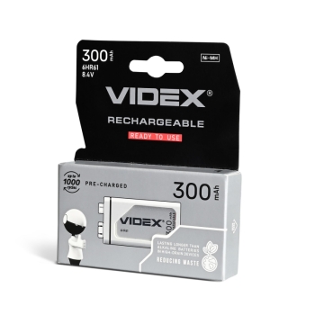 Ni-MH punjiva baterija VIDEX 6HR61 300mAh 1pc BLISTER 