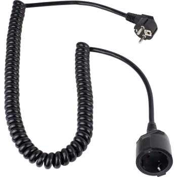 Produžni uzemljeni spiralni kabel 2,5m crni 70410