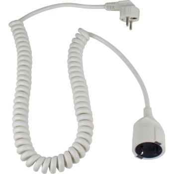 Produžni spiralni kabel 2,5m sa zaštitnim kontaktom bijeli 70412