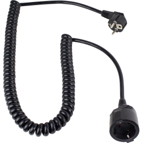 Produžni uzemljeni spiralni kabel 4m crni 70425