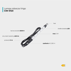 Radna LED svjetiljka, 400 lm, 6500K, Virgo, GERMINA DPM GW-0123