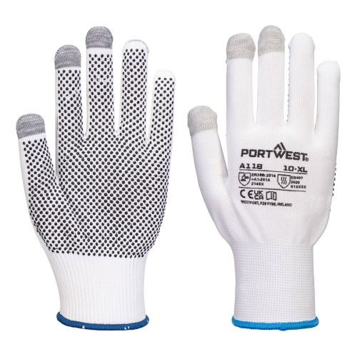 Rukavica Grip 13 PVC Dotted Touchscreen (Pk12) White/Grey XXL PORTWEST A118W7RXXL