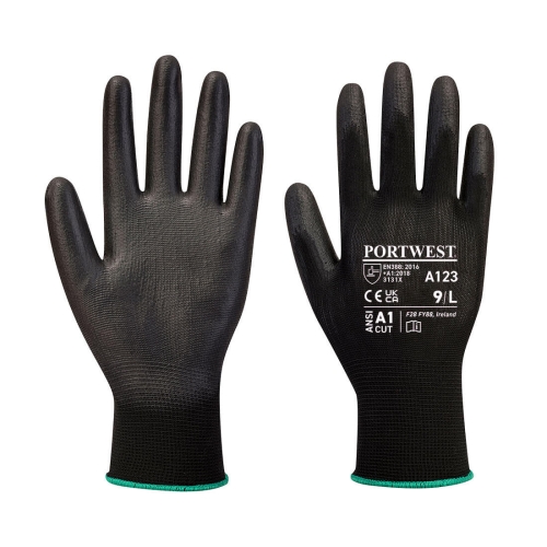 Rukavica PU Palm Latex Free - Cijeli karton (144) Crna XL PORTWEST A123K8RXL