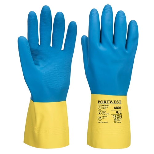 Rukavica Double Dipped Latex Žuta/Plava S PORTWEST A801Y4RS