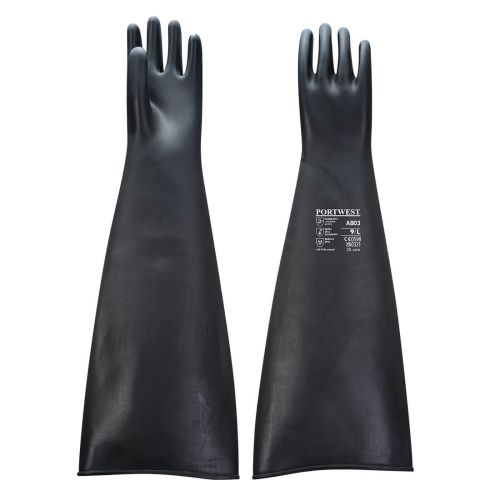 Rukavica Heavyweight Latex Rubber 600mm Crna L PORTWEST A803BKRL