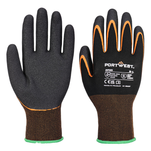 Rukavica Grip 15 Nitrile Double Palm Crna/Narančasta S PORTWEST AP35K1RS