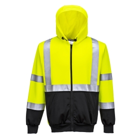 Majica s kapuljačom Hi-Vis Contrast Zipped Žuta/Crna XL PORTWEST B315YBRXL