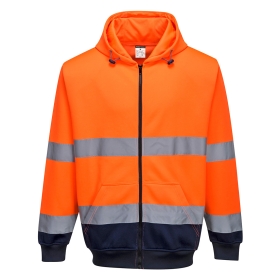 Majica s kapuljačom Hi-Vis Contrast Zipped Narančasta/Navy XL PORTWEST B317ONRXL