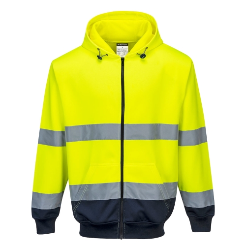 Majica s kapuljačom Hi-Vis Contrast Zipped Yellow/Navy L PORTWEST B317YNRL