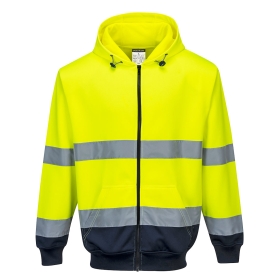 Majica s kapuljačom Hi-Vis Contrast Zipped Yellow/Navy XL PORTWEST B317YNRXL