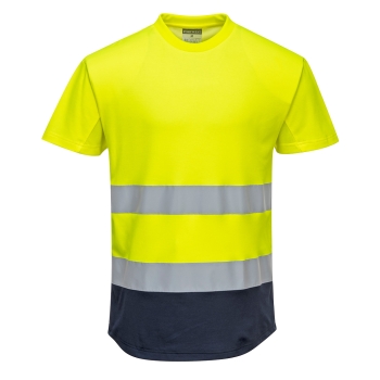 Majica Hi-Vis Contrast Mesh Insert S/S  Yellow/Navy L PORTWEST C395YNRL