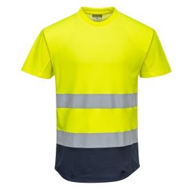 Majica Hi-Vis Contrast Mesh Insert S/S  Yellow/Navy M PORTWEST C395YNRM