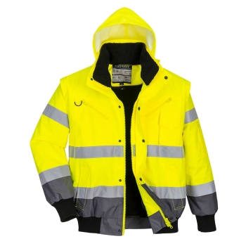 Jakna Hi-Vis Contrast Bomber 3-u-1 Žuta/Siva XL PORTWEST C465YGYXL