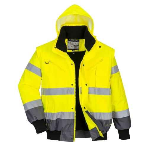Jakna Hi-Vis Contrast Bomber 3-u-1 Žuta/Siva S PORTWEST C465YGYS