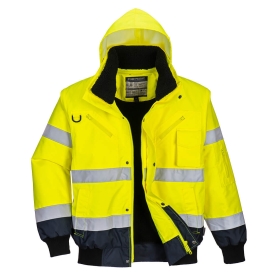 Jakna Hi-Vis Contrast Bomber 3-u-1 Yellow/Navy S PORTWEST C465YNRS
