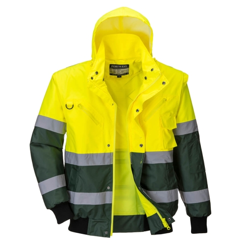 Jakna Hi-Vis X Back Contrast Bomber 3-u-1 Žuta/Zelena L PORTWEST C565YGRL