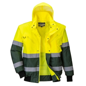 Jakna Hi-Vis X Back Contrast Bomber 3-u-1 Žuta/Zelena S PORTWEST C565YGRS