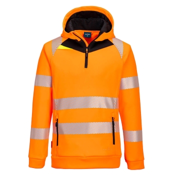 DX4 Hi-Vis 1/4 Zip Hoodie Narančasta/Crna XL PORTWEST DX482OBRXL