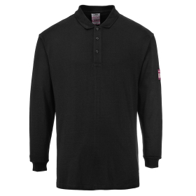 Polo majica Flame Resistant Anti-Static, dugi rukav Crna M PORTWEST FR10BKRM