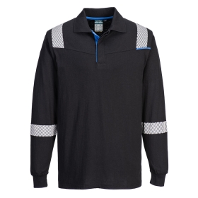 WX3 Polo majica Flame Resistant - dugi rukav Crna M PORTWEST FR711BKRM