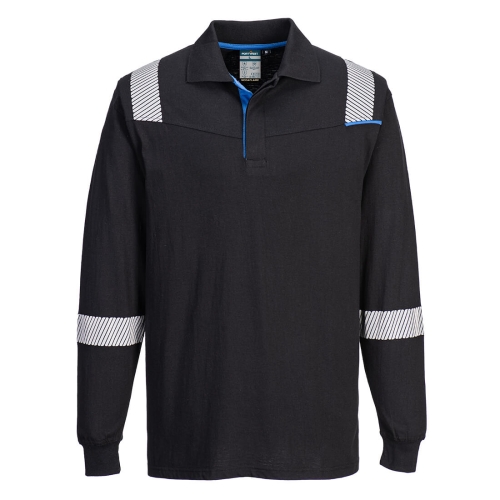 WX3 Polo majica Flame Resistant - dugi rukav Crna M PORTWEST FR711BKRM