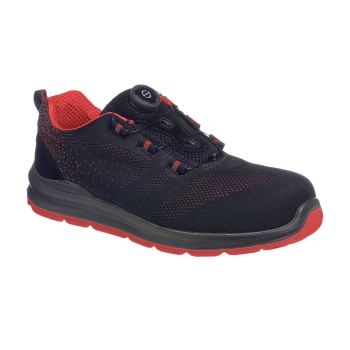 Portwest Compositelite Wire Lace Safety Trainer Knit S1P Crna/Crvena 47 PORTWEST FT08BKD47