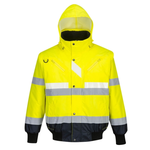 Jakna Glowtex Hi-Vis Contrast Bomber 3-u-1 Yellow/Navy M PORTWEST G465YNRM